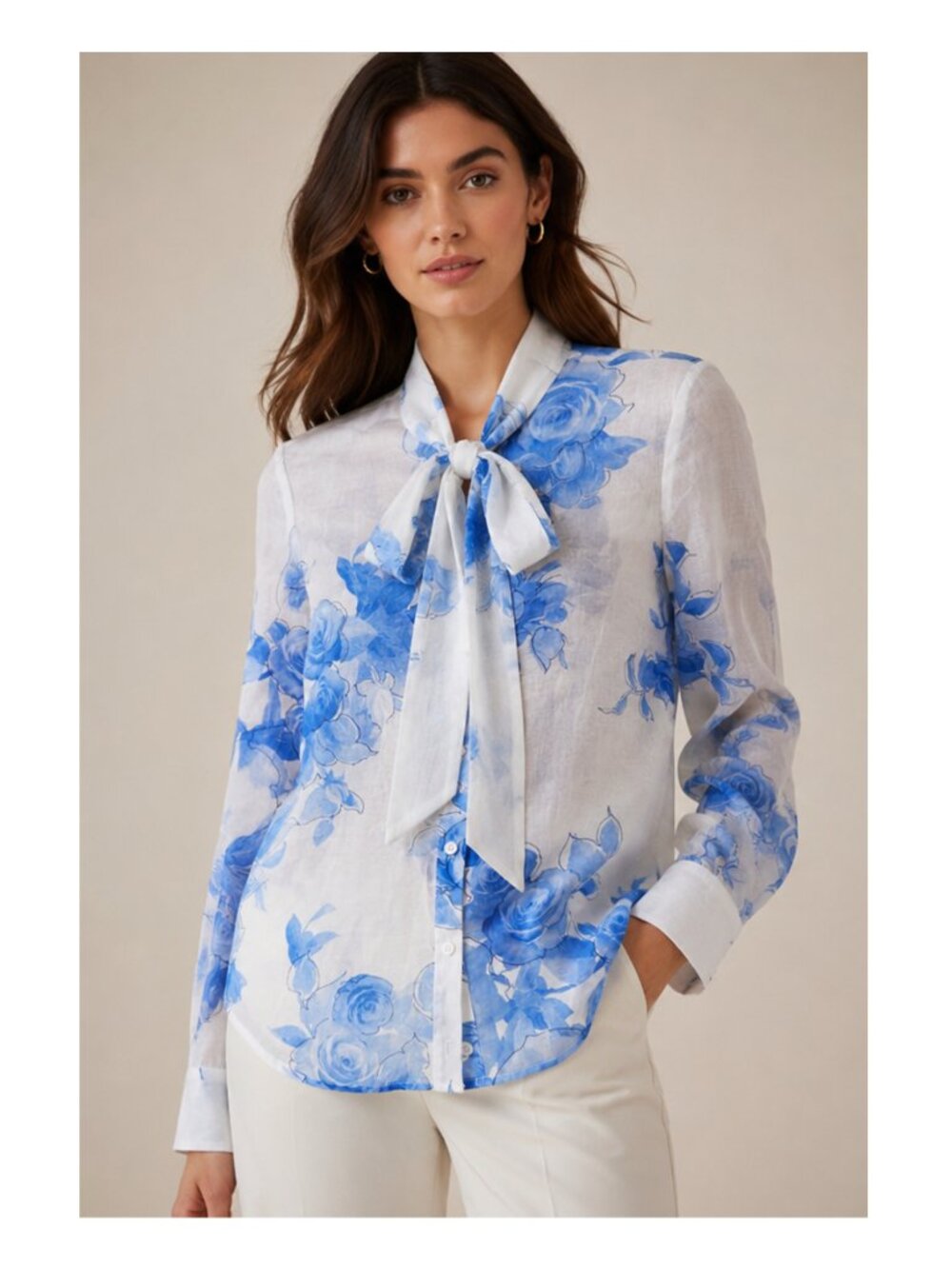 NWT Lela Rose Cornflower Blue Lavallière Blouse Sz 6 | 100% Cotton | Made in USA
